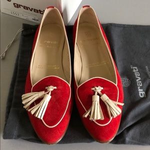 Gravati made in Italy red and white tassel loafers